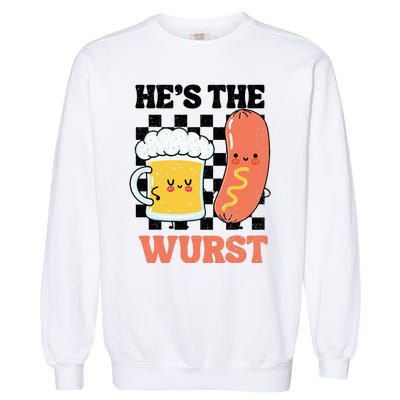 Oktoberfest German Drinking HeS The Wurst Couple Matching Garment-Dyed Sweatshirt