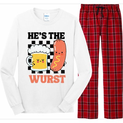 Oktoberfest German Drinking HeS The Wurst Couple Matching Long Sleeve Pajama Set