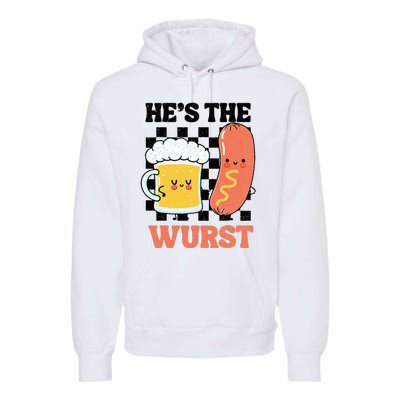 Oktoberfest German Drinking HeS The Wurst Couple Matching Premium Hoodie