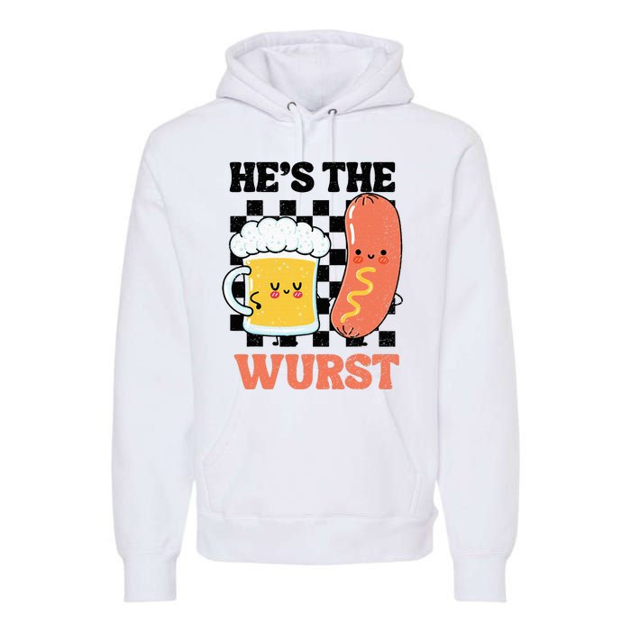 Oktoberfest German Drinking HeS The Wurst Couple Matching Premium Hoodie