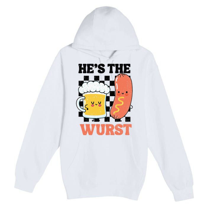 Oktoberfest German Drinking HeS The Wurst Couple Matching Premium Pullover Hoodie