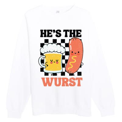 Oktoberfest German Drinking HeS The Wurst Couple Matching Premium Crewneck Sweatshirt