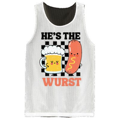 Oktoberfest German Drinking HeS The Wurst Couple Matching Mesh Reversible Basketball Jersey Tank