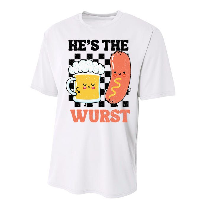 Oktoberfest German Drinking HeS The Wurst Couple Matching Performance Sprint T-Shirt