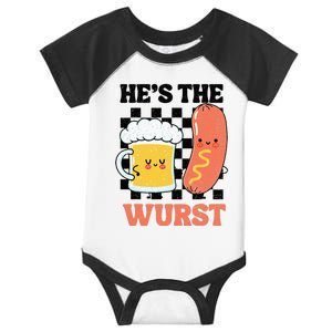 Oktoberfest German Drinking HeS The Wurst Couple Matching Infant Baby Jersey Bodysuit