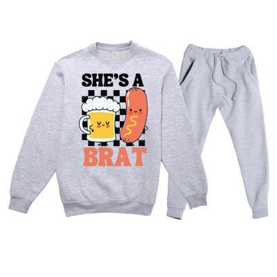 Oktoberfest German Drinking SheS A Brat Couple Matching Premium Crewneck Sweatsuit Set