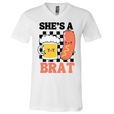 Oktoberfest German Drinking SheS A Brat Couple Matching V-Neck T-Shirt