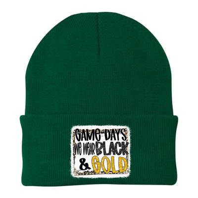 On Game Day Football We Wear Black And Gold School Spirit Knit Cap Winter Beanie