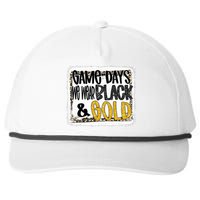 On Game Day Football We Wear Black And Gold School Spirit Snapback Five-Panel Rope Hat