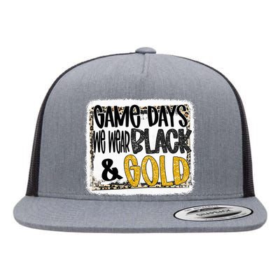 On Game Day Football We Wear Black And Gold School Spirit Flat Bill Trucker Hat