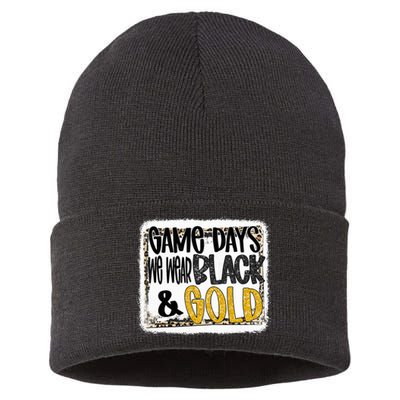 On Game Day Football We Wear Black And Gold School Spirit Sustainable Knit Beanie