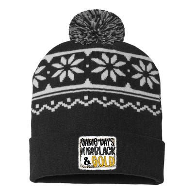 On Game Day Football We Wear Black And Gold School Spirit USA-Made Snowflake Beanie