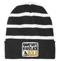 On Game Day Football We Wear Black And Gold School Spirit Striped Beanie with Solid Band