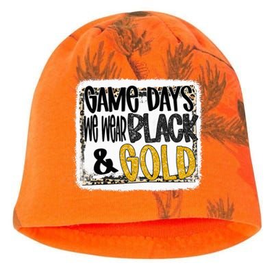 On Game Day Football We Wear Black And Gold School Spirit Kati - Camo Knit Beanie