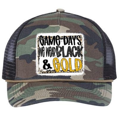 On Game Day Football We Wear Black And Gold School Spirit Retro Rope Trucker Hat Cap