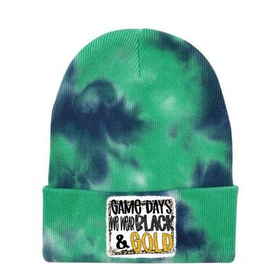 On Game Day Football We Wear Black And Gold School Spirit Tie Dye 12in Knit Beanie