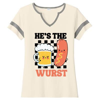 Oktoberfest German Drinking HeS The Wurst Couple Matching Ladies Halftime Notch Neck Tee