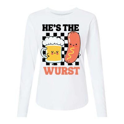 Oktoberfest German Drinking HeS The Wurst Couple Matching Womens Cotton Relaxed Long Sleeve T-Shirt