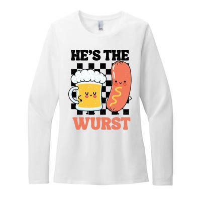 Oktoberfest German Drinking HeS The Wurst Couple Matching Womens CVC Long Sleeve Shirt