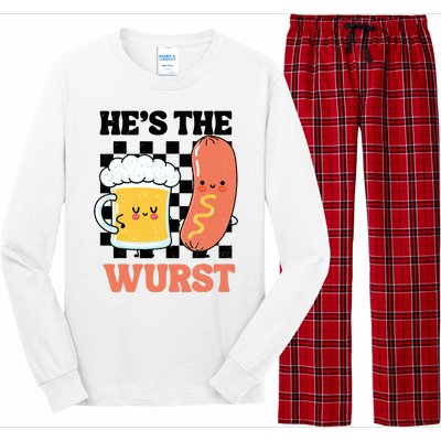 Oktoberfest German Drinking HeS The Wurst Couple Matching Long Sleeve Pajama Set