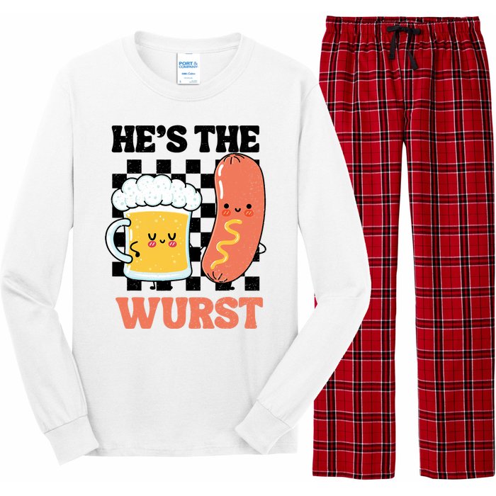 Oktoberfest German Drinking HeS The Wurst Couple Matching Long Sleeve Pajama Set