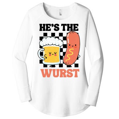 Oktoberfest German Drinking HeS The Wurst Couple Matching Women's Perfect Tri Tunic Long Sleeve Shirt