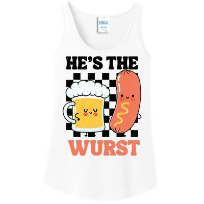 Oktoberfest German Drinking HeS The Wurst Couple Matching Ladies Essential Tank