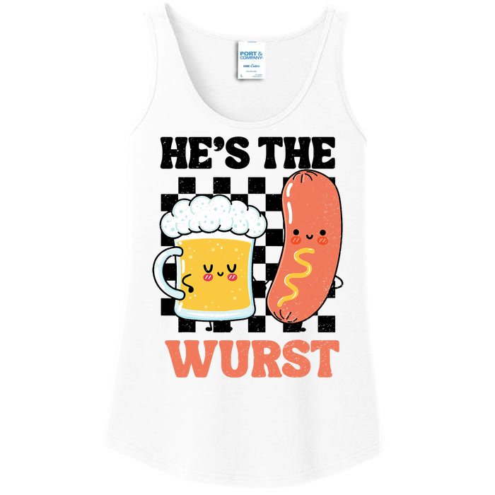 Oktoberfest German Drinking HeS The Wurst Couple Matching Ladies Essential Tank