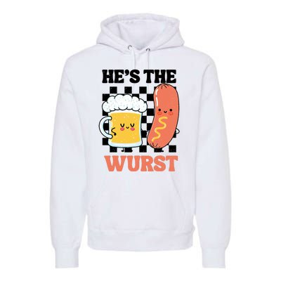 Oktoberfest German Drinking HeS The Wurst Couple Matching Premium Hoodie