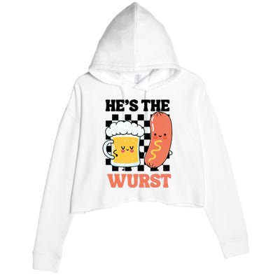 Oktoberfest German Drinking HeS The Wurst Couple Matching Crop Fleece Hoodie