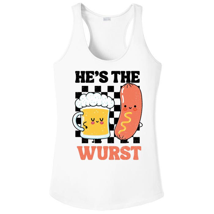 Oktoberfest German Drinking HeS The Wurst Couple Matching Ladies PosiCharge Competitor Racerback Tank