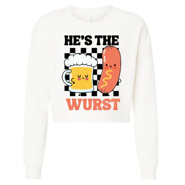 Oktoberfest German Drinking HeS The Wurst Couple Matching Cropped Pullover Crew