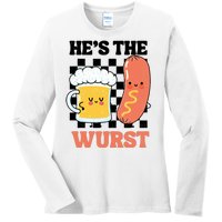 Oktoberfest German Drinking HeS The Wurst Couple Matching Ladies Long Sleeve Shirt