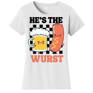 Oktoberfest German Drinking HeS The Wurst Couple Matching Women's T-Shirt