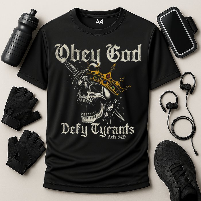Obey God Defy Tyrants Skull Cooling Performance Crew T-Shirt