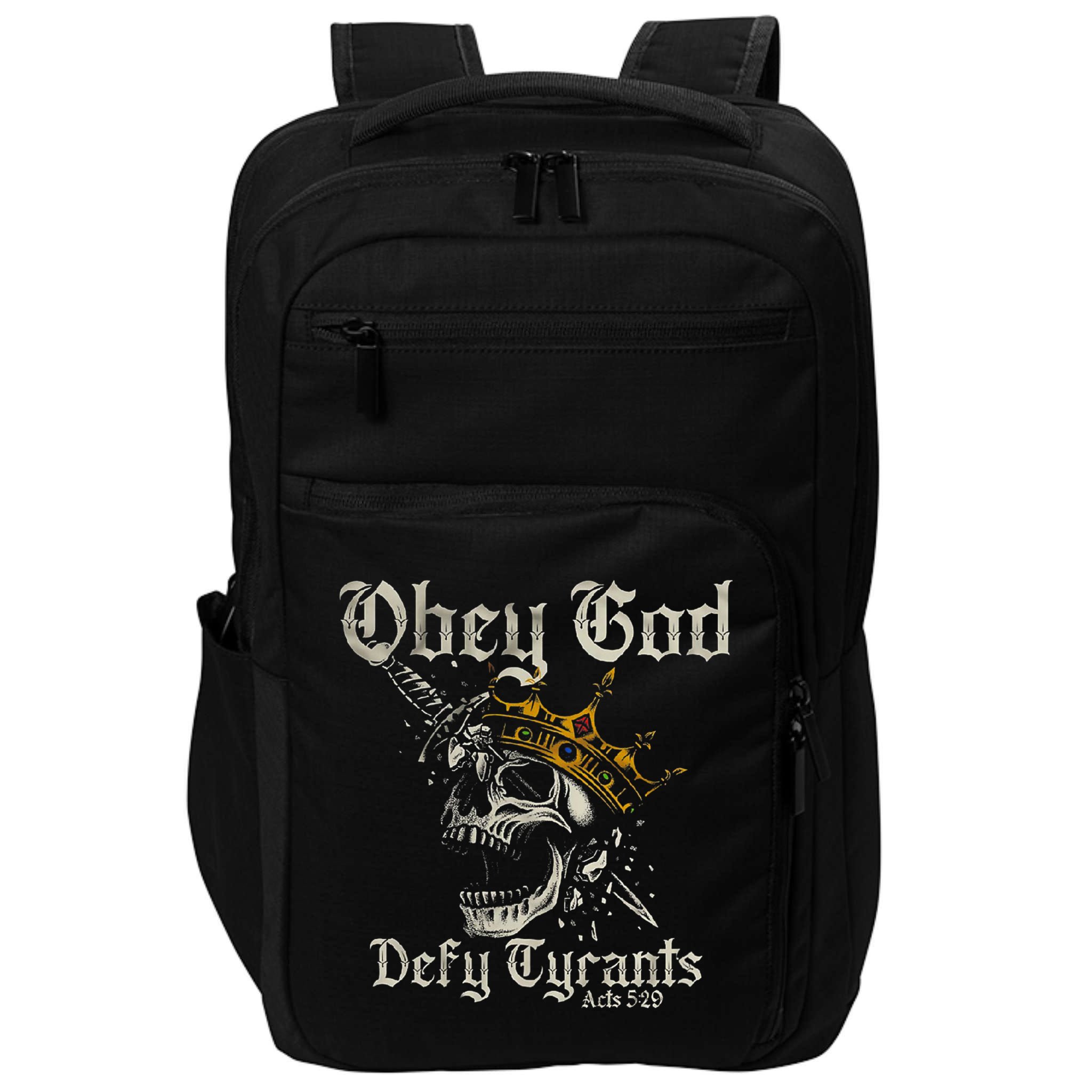 Obey God Defy Tyrants Skull Impact Tech Backpack