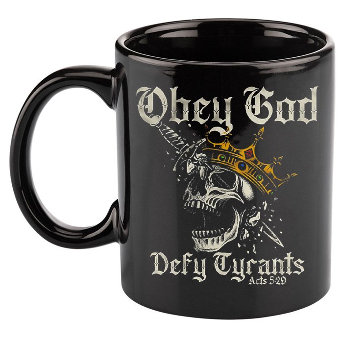 Obey God Defy Tyrants Skull 11oz C Handle Ceramic Mug