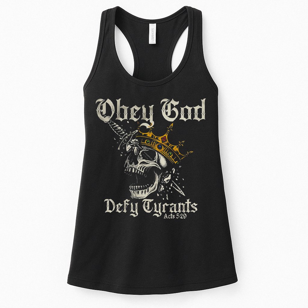 Obey God Defy Tyrants Skull Womens Tank Top