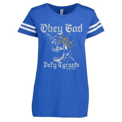 Obey God Defy Tyrants Skull Enza Ladies Jersey Football T-Shirt