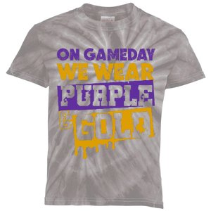 On Game Day Football We Wear Purple And Gold Leopard Kids Tie-Dye T-Shirt