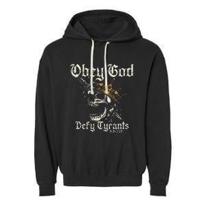 Obey God Defy Tyrants Skull Garment-Dyed Fleece Hoodie