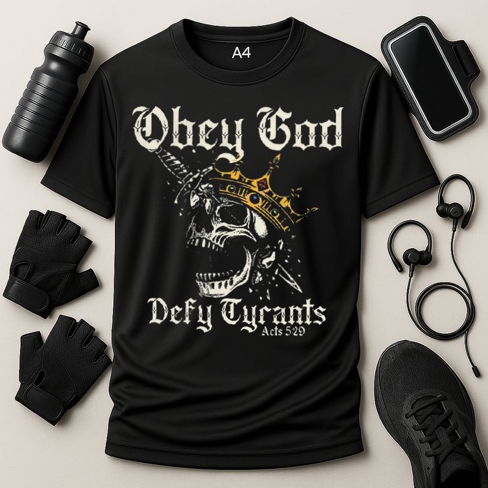 Obey God Defy Tyrants Skull Cooling Performance Crew T-Shirt
