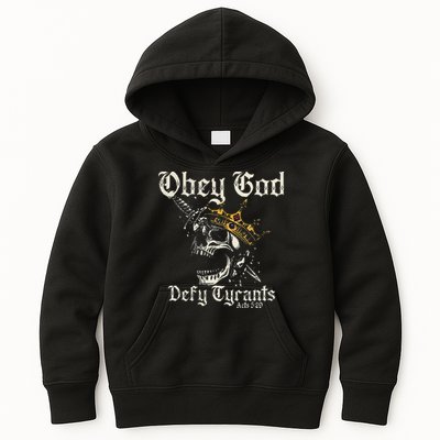 Obey God Defy Tyrants Skull Kids Hoodie