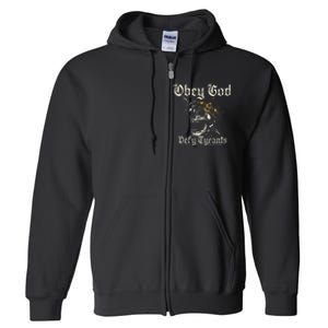 Obey God Defy Tyrants Skull Full Zip Hoodie