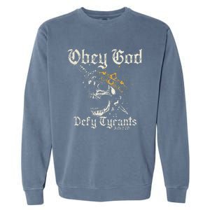 Obey God Defy Tyrants Skull Garment-Dyed Sweatshirt