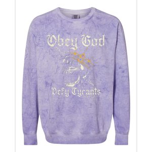 Obey God Defy Tyrants Skull Colorblast Crewneck Sweatshirt