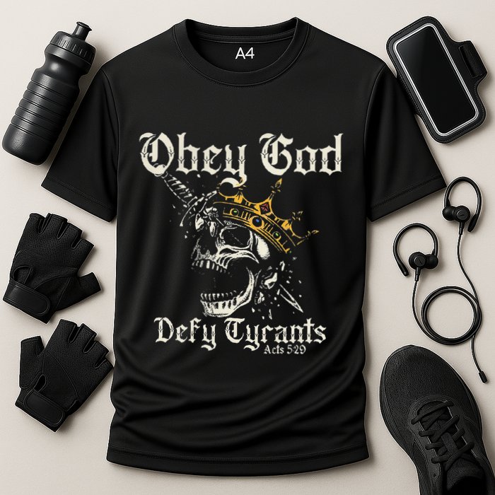 Obey God Defy Tyrants Skull Cooling Performance Crew T-Shirt