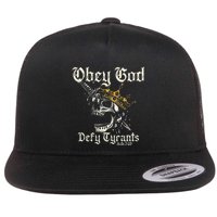 Obey God Defy Tyrants Skull Flat Bill Trucker Hat