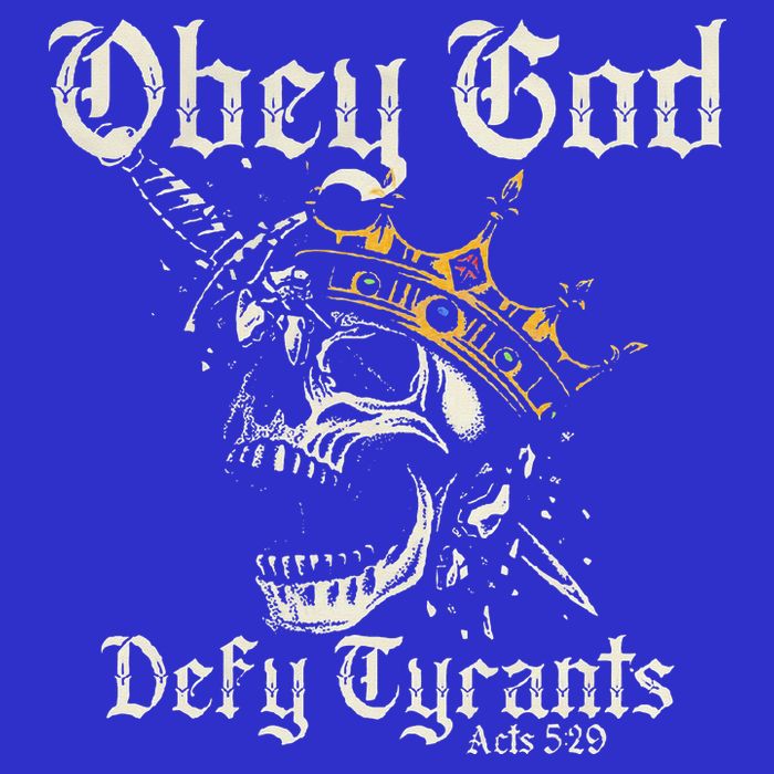 Obey God Defy Tyrants Skull Button