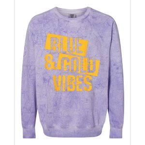 On Game Day Football We Wear Blue And Vibes Gold School Spirit Colorblast Crewneck Sweatshirt